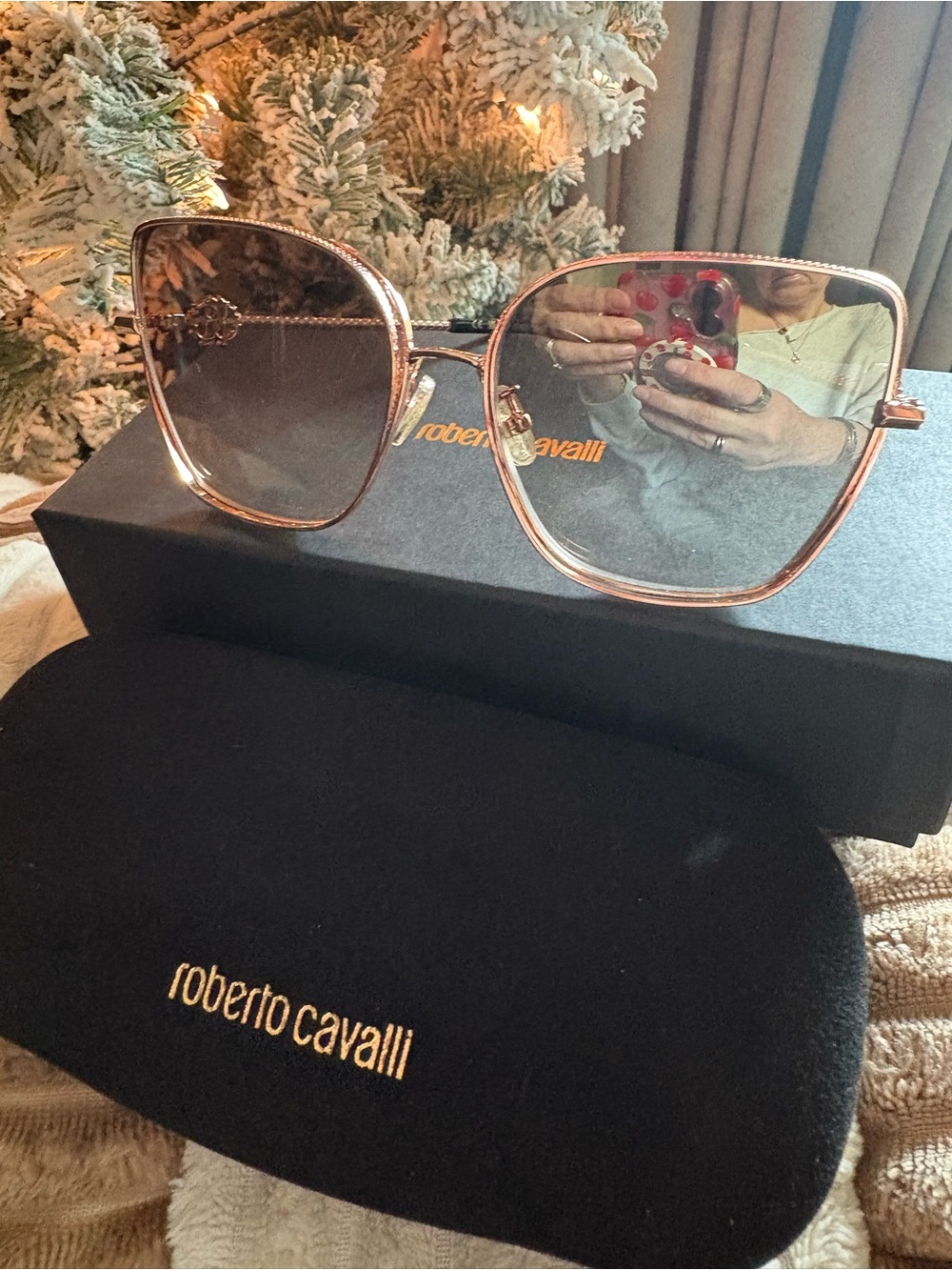 Roberto Cavalli Women's Rose Gold Frame Sunglasses with Gradient Lenses